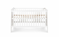 Dřevěná dětská postýlka Iwo 140x70 - bílá postel niemowlece, ktore zamienia sie Dětská pohovka 