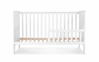 drevená posteľ dla niemowlaka so zábradlím Iwo - Biely, 140x70 posteľ drevená z plaskami szczeblami 