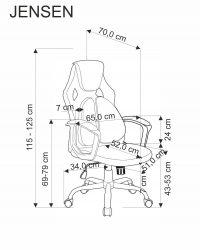 JENSEN fotoliu birou, negru - cenușă - roșu jensen fotel gabinetowy, negru - cenușă - roșu
