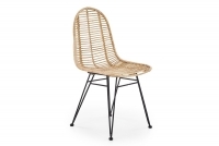 Židle K337 - přírodní ratan židle z azurowym sedadlem