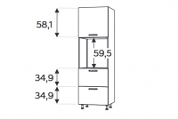 Kuchyňský regál Kammono F11 SDP60SS2 se zásuvkami pro vestavbu trouby KAMMONO F11 SDP60SS2 - regál kuchenny s zásuvkami do zabudowy piekarnika 