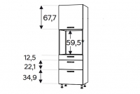 vysoká skříňka kuchenny Kammono F11 SDP60SS3/71 se zásuvkami do zabudowy piekarnika KAMMONO F11 SDP60SS3/71 - regál kuchenny s zásuvkami do zabudowy piekarnika