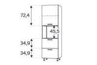 Kuchyňský regál Kammono F11 SDPK60SS2 se zásuvkami pro vestavbu kompaktní trouby KAMMONO F11 SDPK60SS2 - regál kuchenny s zásuvkami do zabudowy piekarnika kompaktowego