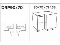 KAMMONO DRP90x70 - Skříňka spodní rohová - P2 i K2 BLACK Schemat Skříňky