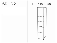 KAMMONO SD50D2 - Skříňka regál - P2 i K2 BLACK  Schemat Skříňky