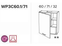 KAMMONO WP3C60.1/71 - Skříňka závěsná z okapem podszafkowym - P2 i K2 BLACK Skříňka závěsná s digestořem pod skříňku
