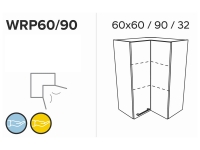 KAMMONO WRP60/90 - Skříňka závěsná rohová - P2 i K2 BLACK  Schemat Skříňky