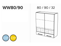KAMMONO K2 BLACK WW80/90 - Vitrína závěsná dvoudveřová Schemat Skříňky