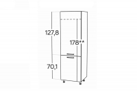 KAMMONO K2 BLACK SL60/71 - kuchynská skrinka na chladničku KAMMONO SL60/71 - zabudowa lodowki - P2 i K2 BLACK