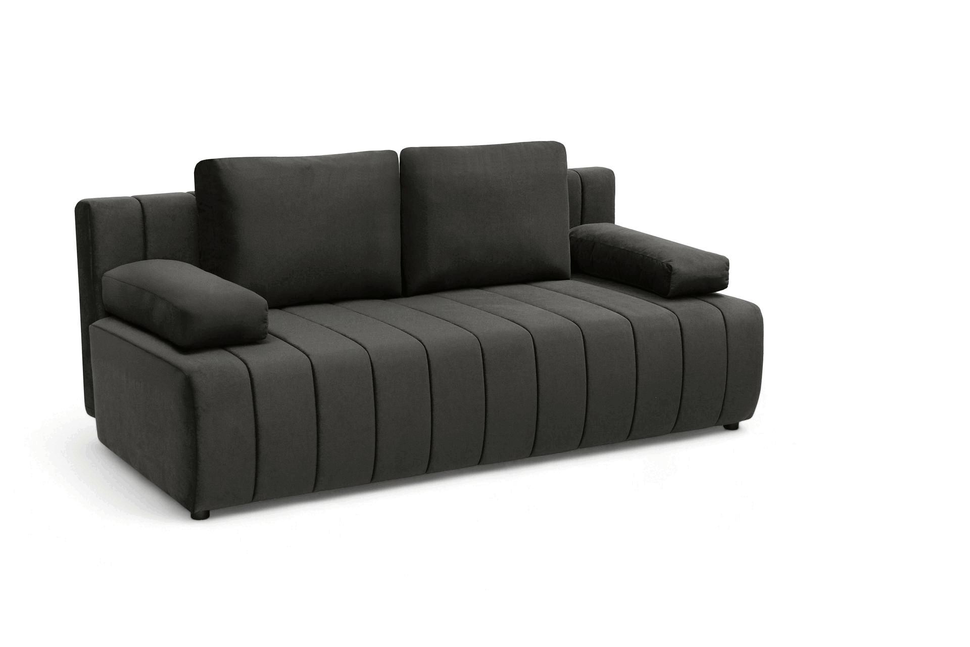 Rozkládací pohovka Neli s úložným prostorem - tmavě šedá Kronos 34 Pohovka rozkládací Neli rozkladana s úložným prostorem- tmavě šedá samet Kronos 34