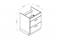 Kate D60 PC S/2 ZÁSLEPKA - Skříňka spodní se zásuvkami pod varnou desku  Skříňka se zásuvkami Nábytek bogart 