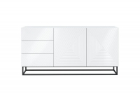 Komoda 167 cm Asha so zásuvkami a s kovovou podstavou - biely lesk Komoda do obývacej izby