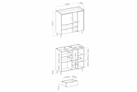 Komoda Alessio 8 se zásuvkami 125 cm - béžová pískový / dub olejovaný Komoda Alessio 8 se zásuvkami 125 cm - béžová Pískový / dub olejowany