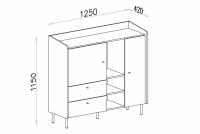 Komoda Alessio 8 so zásuvkami 125 cm - Béžová Pieskový / Dub olejovaný Komoda Alessio 8 so zásuvkami 125 cm - Béžová Pieskový / Dub olejowany