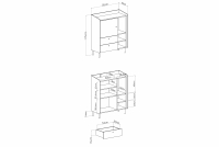 Comoda Alessio 9 cu sertare 95 cm - bej nisipiu / stejar uleiat Comoda Alessio 9 cu sertare 95 cm - bez piaskowy / stejar olejowany