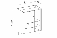 Komoda Alessio 9 so zásuvkami 95 cm - Béžová Pieskový / Dub olejovaný Komoda Alessio 9 so zásuvkami 95 cm - Béžová Pieskový / Dub olejowany