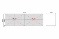 Komoda Asha 200 cm - dub artisan / černý mat Komoda Asha 200 cm s frézovanou přední částí - artisan / černá mat