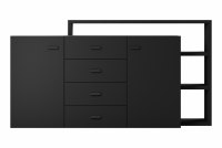 Komoda s regálom Bota 27 - čierny supermat - 180 cm Komoda Bota 27 so zásuvkami i nadstawka 180 cm - Čierny supermat