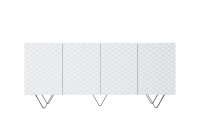 Komoda Scalia 190 cm - bílý mat / černé nožky Bílá čtyřdveřová Komoda