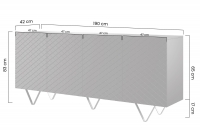 Komoda Scalia 4D 190 cm - biely mat / čierne nožičky Štvordverová Komoda Scalia 190 4D - biely mat / čierny nožičky