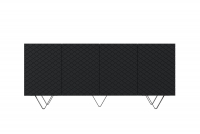 Komoda Scalia 190 cm - černý mat / černé nožky Černá Komoda s drážkovaným karo