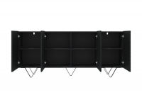 Komoda Scalia 190 cm - černý mat / černé nožky Černá Komoda s čtyřmi skříňkami