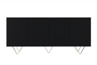 Komoda Scalia 190 4D - čierny mat / zlaté nožičky Štvordverová Komoda Scalia 190 4D - Čierny mat / zlote nožičky
