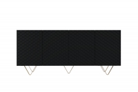 Comodă cu patru uși Scalia 190 4U - Negru mat / Picioare aurii moderní styl