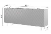 Komoda Scalia II 4D 190 cm - bílý mat / zlatý podstavec Komoda čtyřdveřová Scalia II 190 4D - bílý mat / zlatá Rošt