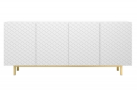 Komoda Scalia II 4D 190 cm - bílý mat / zlatý podstavec Komoda čtyřdveřová Scalia II 190 4D - Bílý mat / Zlatý Podstavec