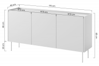 Komoda Desin 170 cm se dvěma skrytými zásuvkami - kašmírová / dub nagano Komoda Desin 170 cm z 2 ukrytymi zásuvkami i metalowymi nogami - kašmír / dub nagano