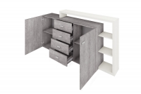dvojdverová Komoda Bota 27 so zásuvkami i nadstawka 180 cm - Biely / beton colorado šedá betonowa Komoda