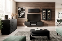 Jednodverová komoda so 4 zásuvkami Loftia - čierna/čierny mat Komoda do obývacej izby