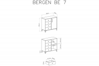 Comodă  Bergen 07, 90 cm cu o singură ușă și patru sertare - Alb Bílá Comoda na czarnych nozkach
