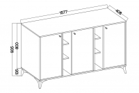 Komoda Lotina I 3F - 158 cm - eukalyptus / čierny nožičky Komoda Lotina I 3F - 158 cm - eukaliptus / čierny nožičky