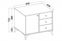 Komoda Lotina I 1F3S so zásuvkami 84 cm - eukalyptus / čierny nožičky Komoda Lotina I 1F3S so zásuvkami 84 cm - eukaliptus / čierny nožičky