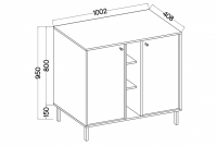 Komoda Lotina II 2F - 100 cm - eukalyptus / čierny nožičky Komoda Lotina II 2F - 100 cm - eukaliptus / čierny nožičky