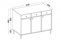 Komoda Lotina II 3F3S so zásuvkami 125 cm - eukalyptus / čierny nožičky Komoda Lotina II 3F3S so zásuvkami 125 cm - eukaliptus / čierny nožičky