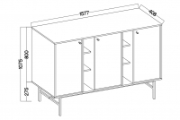 Komoda Lotina III 3F - 158 cm - eukalyptus / čierny nožičky Komoda Lotina III 3F - 158 cm - eukaliptus / čierny nožičky