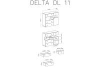Dvojdverová komoda so štyrmi zásuvkami a asymetrickým výklenkom Delta DL11 - dub / antracyt - Meblar Komoda mlodziezowa dvojdverová z czterema szuflami i asymetryczna wneka Delta DL11 - Dub / Antracytová