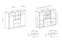 Mobi MO10 - Kétajtós komód négy fiókkal és fülkékkel - fehér / Türkizkék Komod mlodziezowa Mobi MO10 fiokokkal 120 cm - fehér / turkus