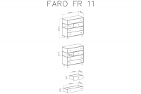 Mládežnícka komoda so štyrmi zásuvkami a výklenkom Faro FR11 - biely lux / dub artisan / šedá - Meblar 