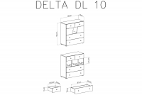 Delta DL10 gyerek komód négy fiókkal - Tölgy / Antracit Komoda mlodziezowa z czterema szuflami Delta DL10 - Dub / Antracytová