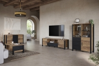 TV stolík Verica 200 cm s otvorenou policou - dub piškótový / čierne nožičky moderné Nábytok .