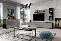 TV stolek Helio 41 výklopný modulární - černá / šedé sklo moderní Nábytek