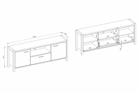 Komoda TV dvojdverová so zásuvkou Aktiv 41 - Dub taurus / Čierny Komoda TV z szuflada Aktiv 41 - 180 cm - Dub taurus / Čierny