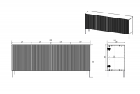 Komoda Nicole 200 cm - čierny mat / zlatá Komoda ryflowana štvordverová na metalowym stelazu Nicole 200 cm - Čierny mat / zlote nozki