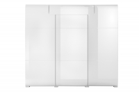 trojdverová Komoda Toledo 76 z szuflada 150 cm - biely lesk Komoda vysoká Biela 