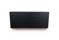 Trojdverová komoda s 3 zásuvkami Loftia - artisan/čierny mat  Komoda do obývačky