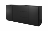 Trojdverová komoda s 3 zásuvkami Loftia - čierny/čierny mat Komoda do obývacej izby